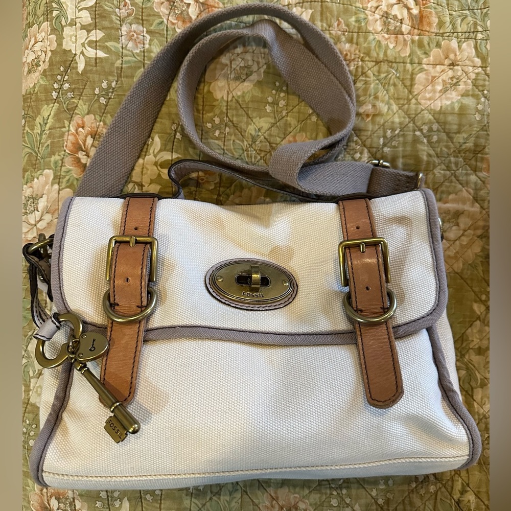 Fossil Long Live Vintage 54 Cream Crossbody